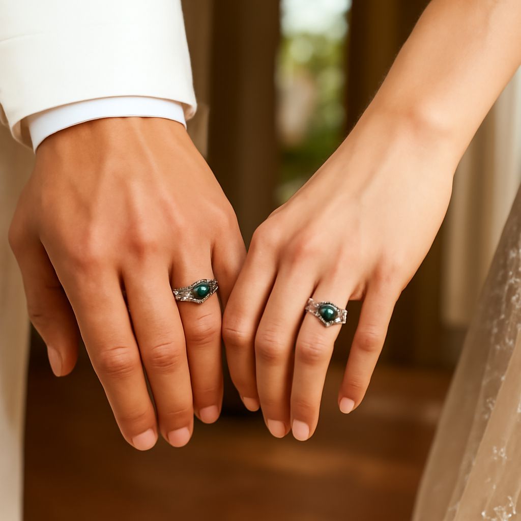 A hand wearing a promise ring on a finger